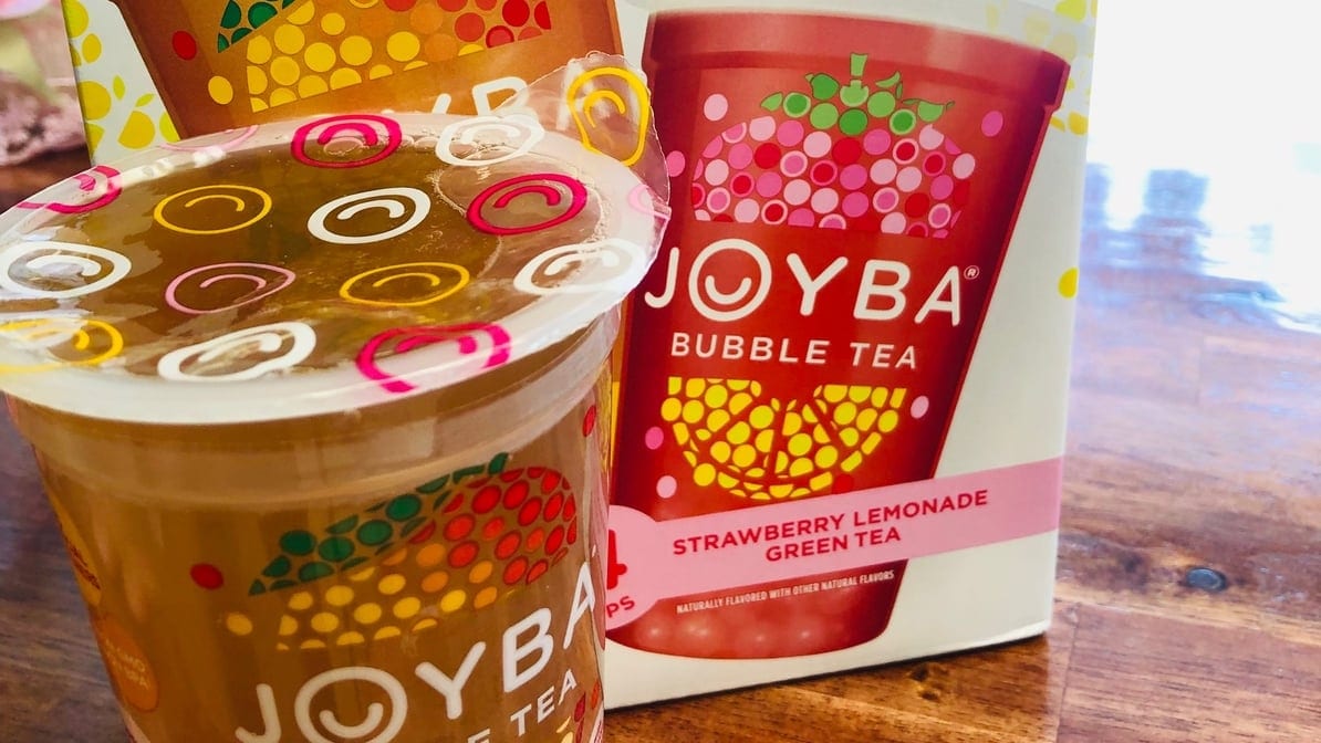 Strawberry Lemonade Green Bubble Tea.