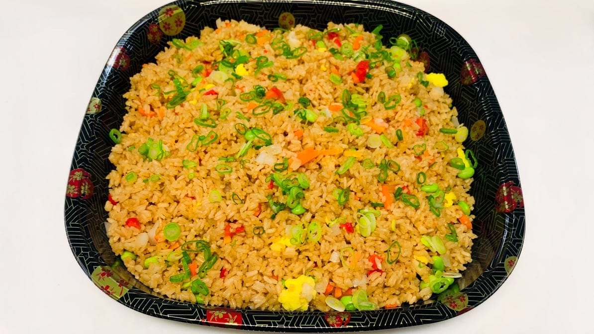 Fried Rice Veggies Chicken or Shrimp Tray.