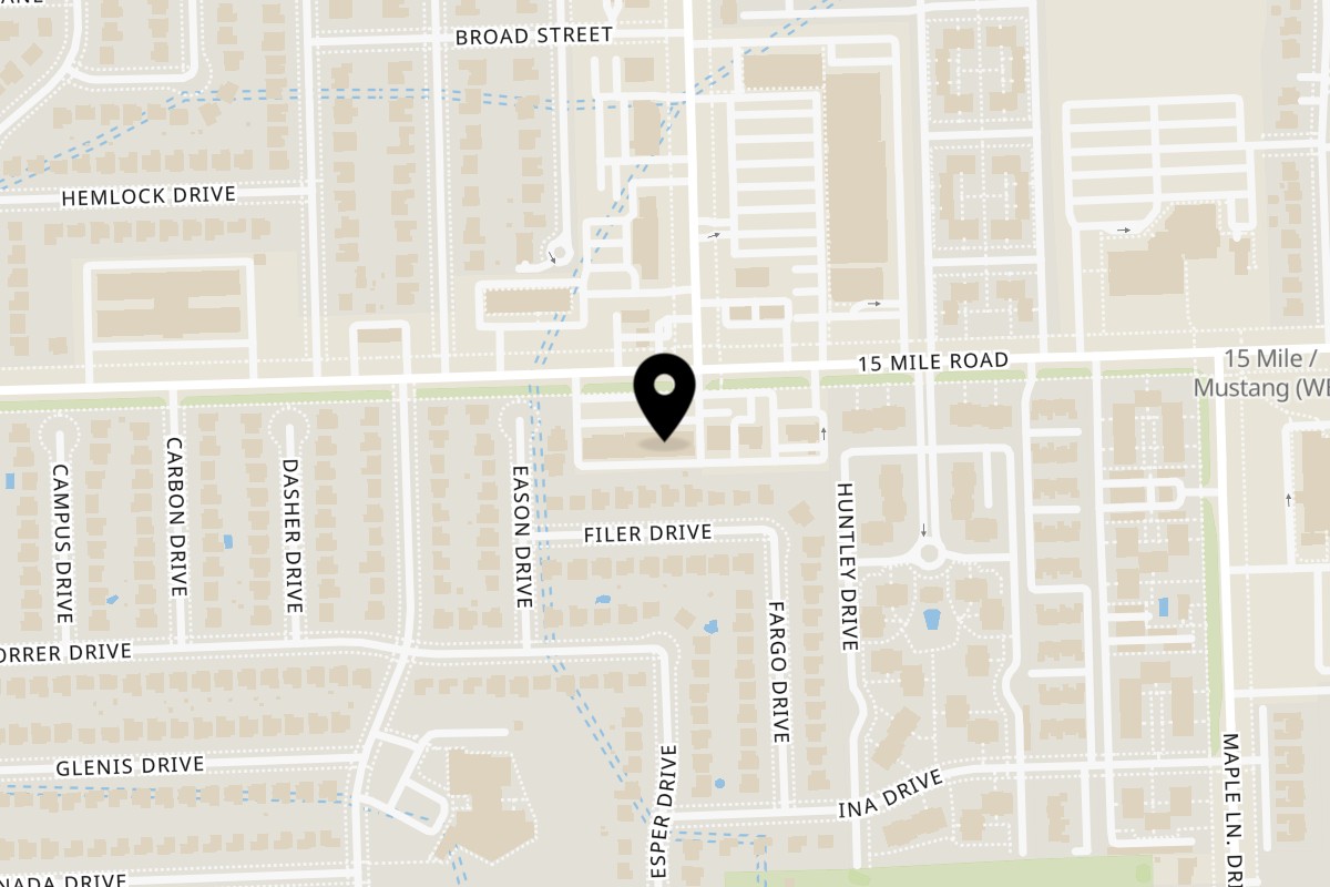 Map showing the location of My Sushi & Catering LLC My Sushi & Catering LLC on 11558 15 Mile Rd in Sterling Heights